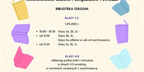 HARMONOGRAM ODBIORU PODRĘCZNIKÓW I ĆWICZEŃ
