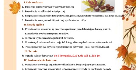 REGULAMIN KONKURSU FOTOGRAFICZNEGO "BARWY JESIENI"