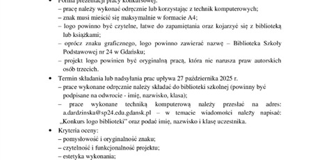 REGULAMIN KONKURSU NA LOGO BIBLIOTEKI SZKOLNEJ