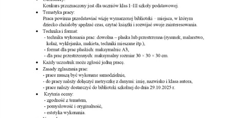REGULAMIN KONKURSU PLASTYCZNEGO "BIBLIOTEKA MOICH MARZEŃ"