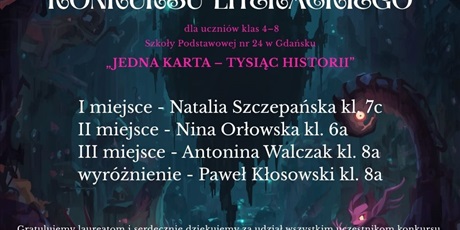 WYNIKI KONKURSU LITERACKIEGO DLA KLAS 4-8